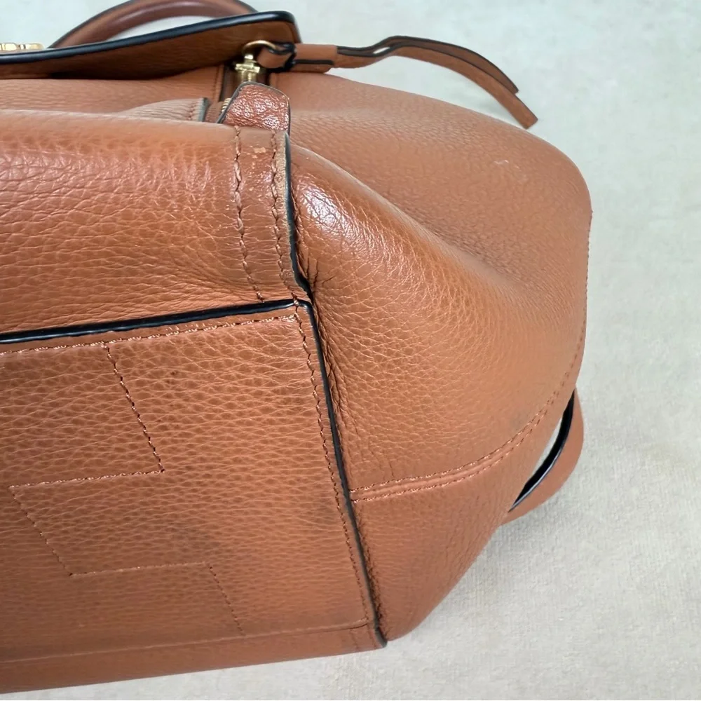 Tory Burch Brown Leather Half-Moon Top Handle Satchel Crossbody Bag - Picture 9 of 15
